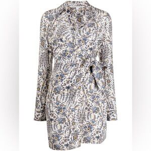 VERONICA BEARD Lavella Silk Floral Wrap Dress in Blue and Cream sz 4